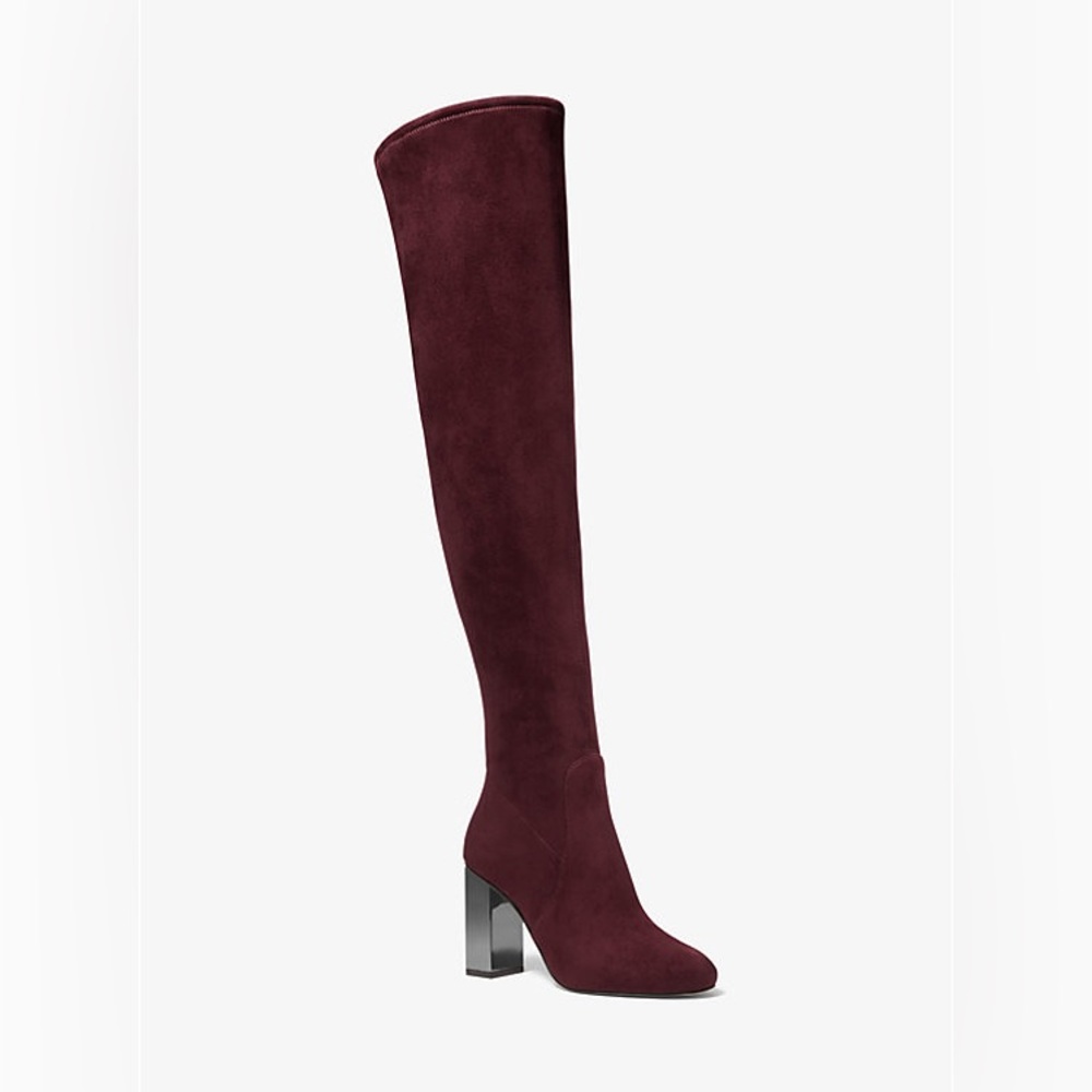 Michael Kors Dark Oxblood Petra Stretch Over-The-Knee High Boot Booties Heels